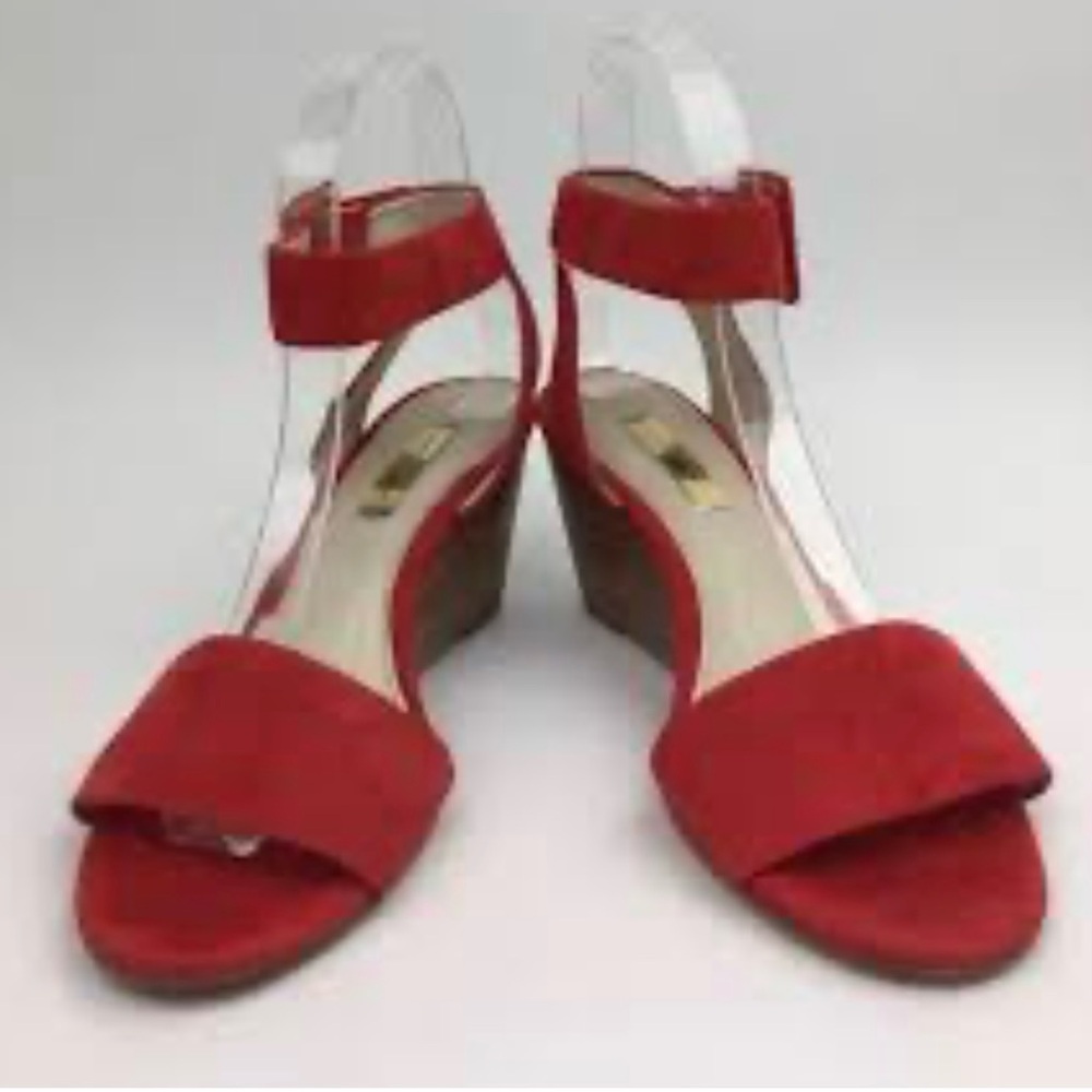 Louise et Cie Red Ankle Strap Wedges. NWT